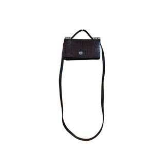 Brighton Crocodile Embossed Leather Crossbody Purse With Silver Accents & Adjust